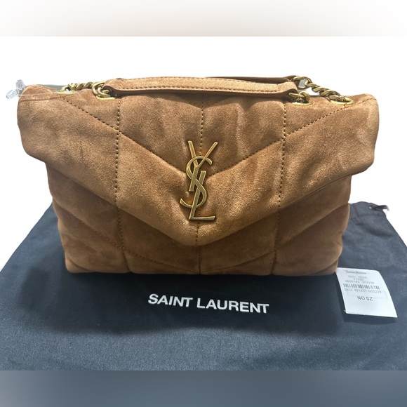 NWT YSL SAINT LAURENT LOULOU PUFFER SUEDE CROSSBODY SHOULDER BAG - Picture 16 of 16